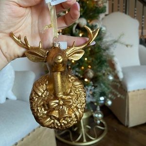 NIB set of 4 gold deer Christmas ornaments